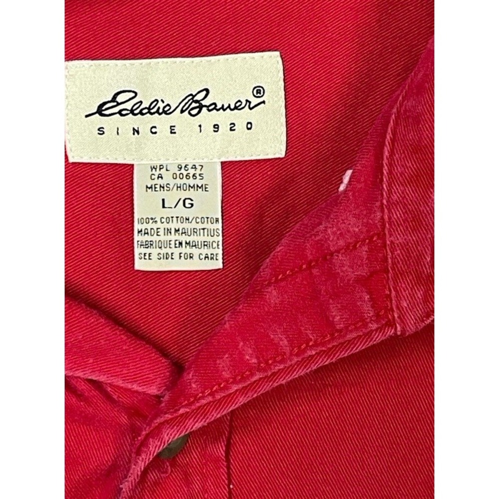 Eddie Bauer Shirt Mens LARGE‎ Red  Long Sleeve Button Up Outdoor Vintage - Picture 3 of 7